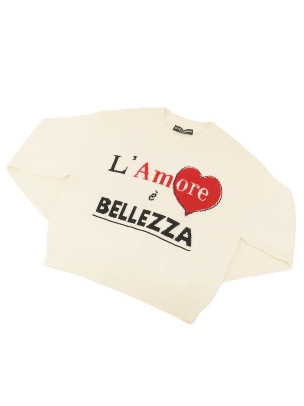 Dolce & Gabbana Knit Ivory Cashmere L'amore Bellenza Long Sleeve Sweater Crew
